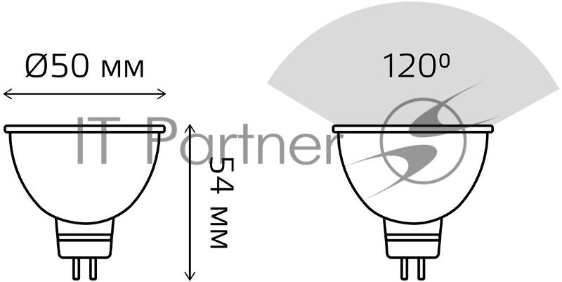 Лампа светодиодная Gauss Black 5Вт цок.:GU5.3 рефлектор 220B 4100K св.свеч.бел.ней. MR16 (упак.:10шт) (101505205)