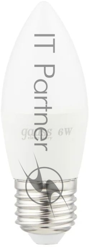 Лампа светодиодная Gauss Elementary 6Вт цок.:E27 свеча 220B 3000K св.свеч.бел.теп. C37 (упак.:10шт) (33216)