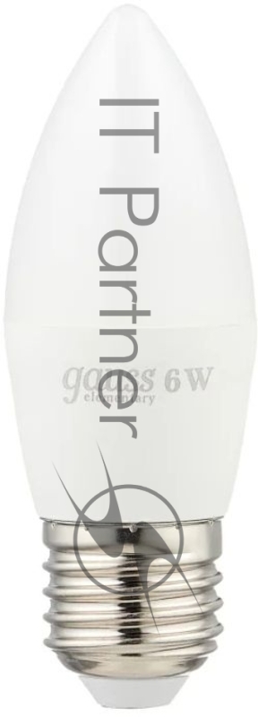 Лампа светодиодная Gauss Elementary 6Вт цок.:E27 свеча 220B 4100K св.свеч.бел.ней. C37 (упак.:10шт) (33226)