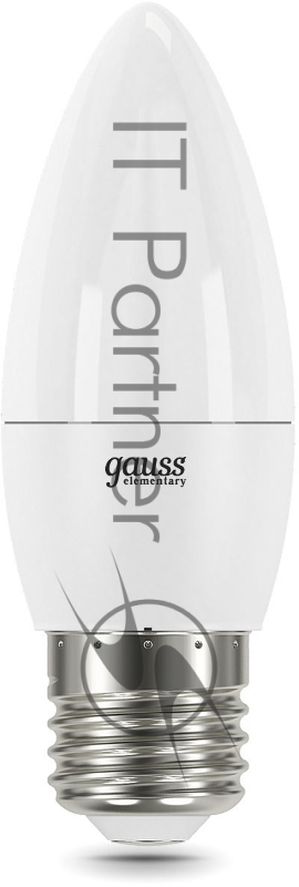 Лампа светодиодная Gauss Elementary 30212 12Вт цок.:E27 свеча 220B 3000K св.свеч.бел.теп. (упак.:10шт)