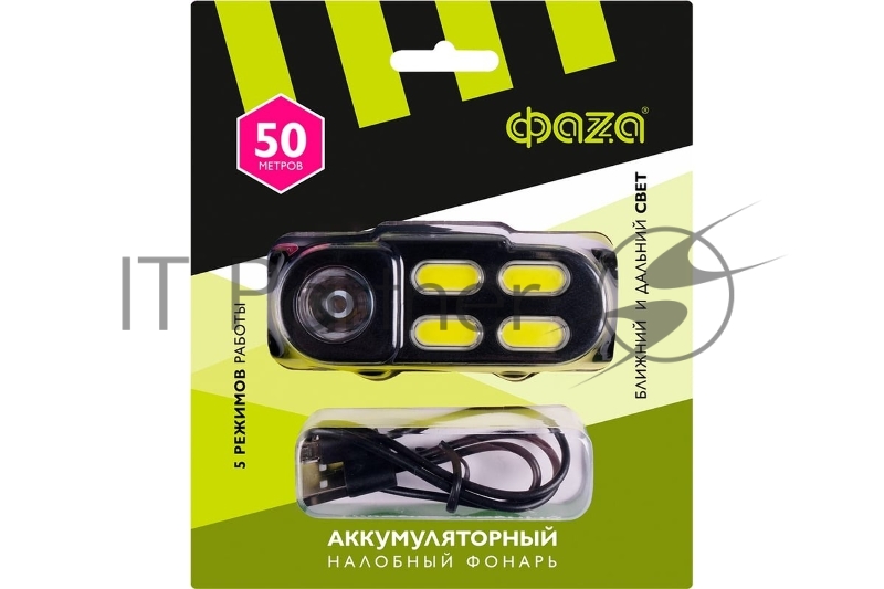 Фонарь аккумуляторный налобный AccuFH6-4COB/L3W 3Вт XPE+4 COB аккум. 18650 1200мАч ближн./дальн. свет 4 режима IP20 ФАZА 5044760
