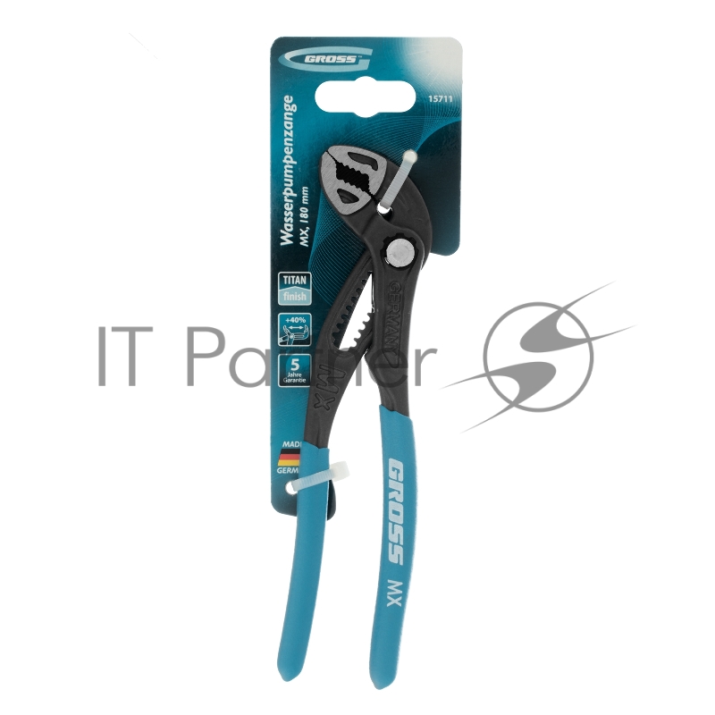 Клещи переставные, кнопочный механизм, обливные рукоятки, 180 мм// Gross