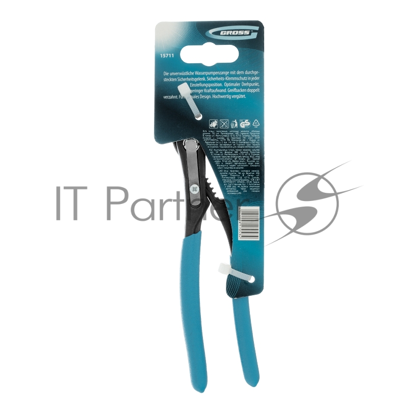 Клещи переставные, кнопочный механизм, обливные рукоятки, 180 мм// Gross