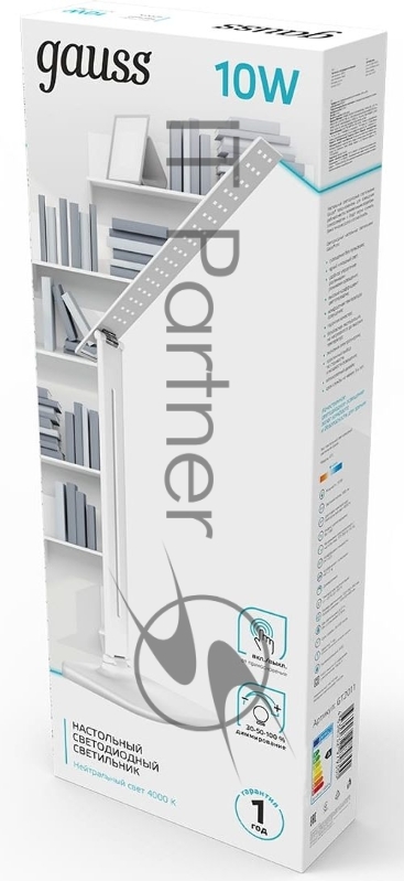 Светильник Gauss GT2011 настольный на подставке белый 10Вт
