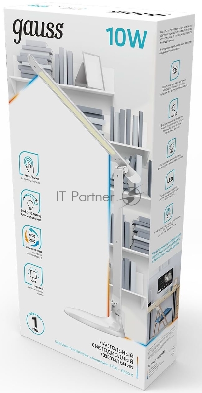 Светильник Gauss GT2041 настольный на подставке белый 10Вт