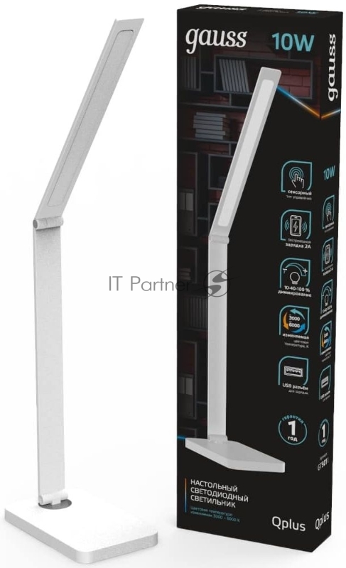 Светильник Gauss GT5011 настольный на подставке белый 10Вт