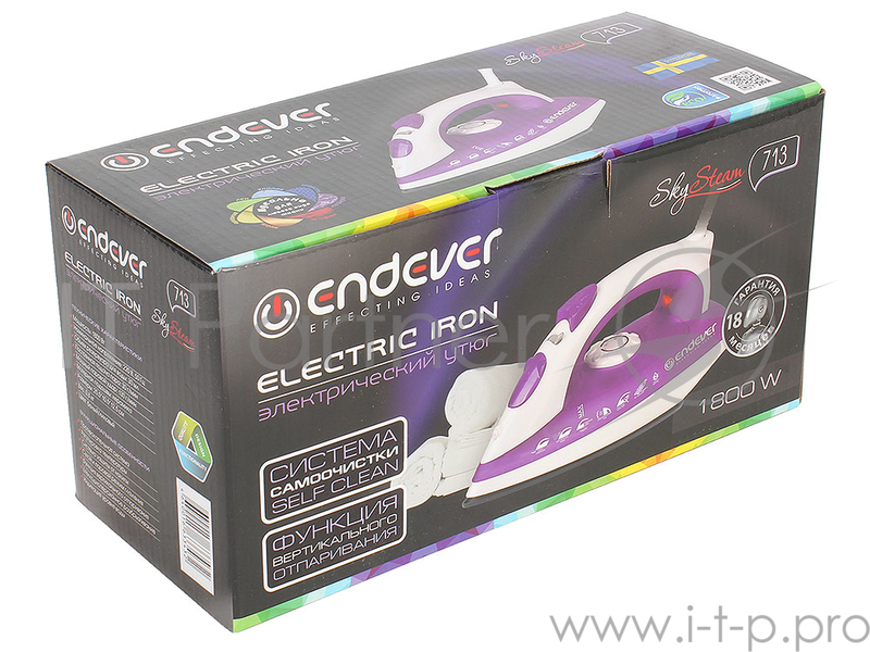 Утюг Endever Skysteam-713 1800Вт белый/фиолетовый