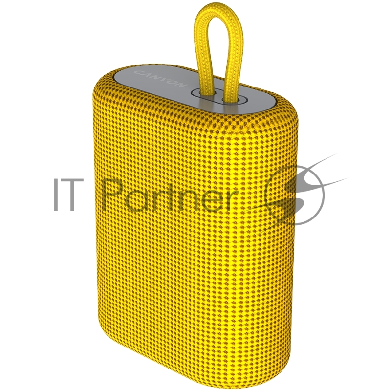 Портативная акустика CANYON BSP-4, Bluetooth Speaker, BT V5.0, BLUETRUM AB5365A, TF card support, Type-C USB port, 1200mAh polymer battery, Yellow, cable length 0.42m, 114*93*51mm, 0.29kg
