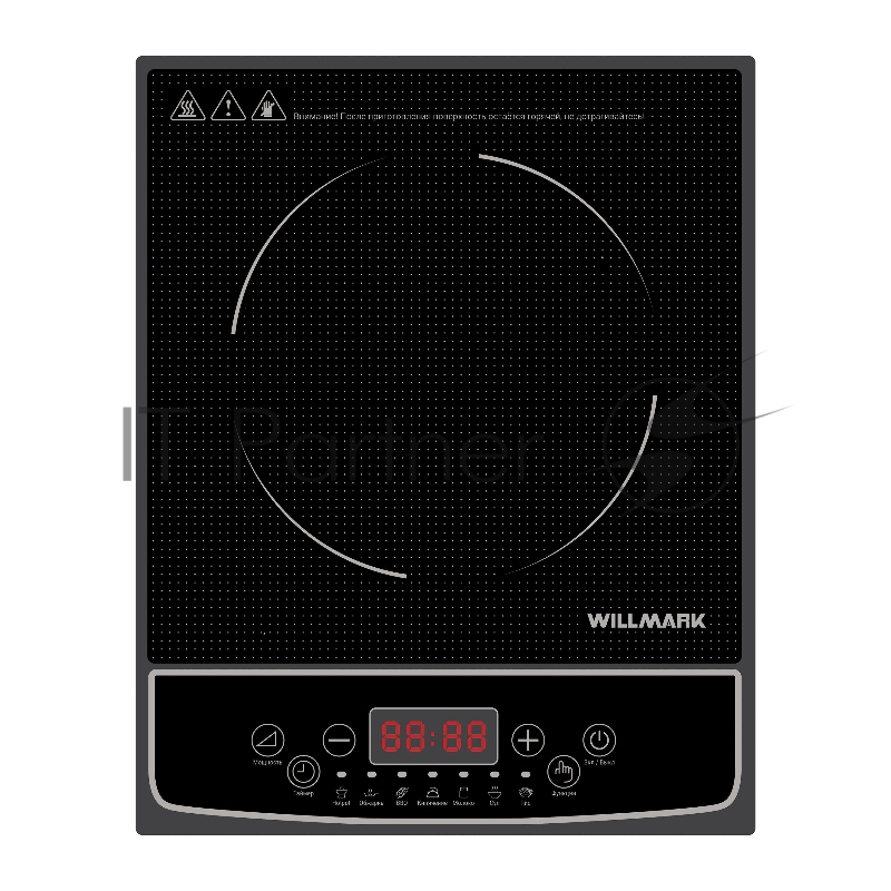 Плитка индукционная WILLMARK WIP-748BC ( 2000Вт, 1 конф., 10 уровней темп., 7 программ, LED дисплей)