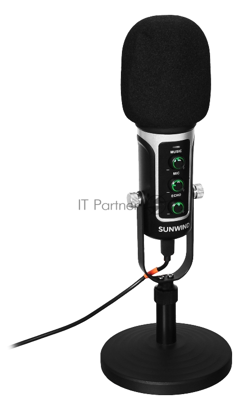 Микрофон проводной SunWind SW-SM500G 1.8м черный