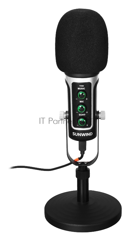 Микрофон проводной SunWind SW-SM500G 1.8м черный