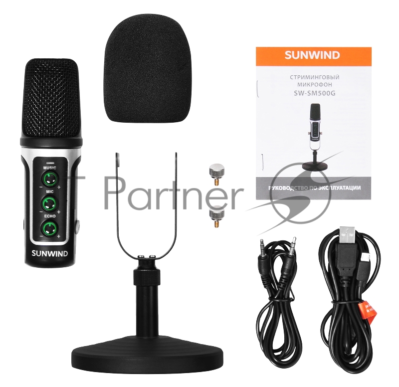 Микрофон проводной SunWind SW-SM500G 1.8м черный