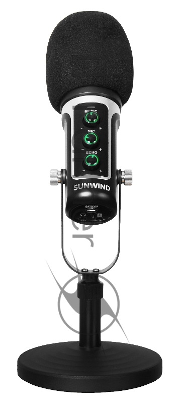 Микрофон проводной SunWind SW-SM500G 1.8м черный