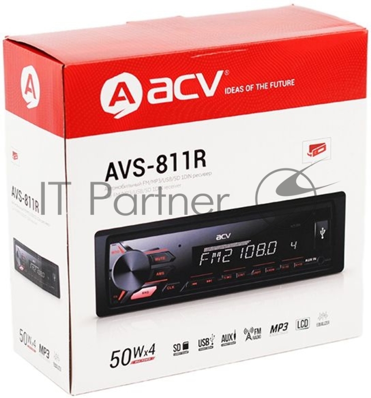 Автомагнитола ACV AVS-811R 1DIN 4x50Вт