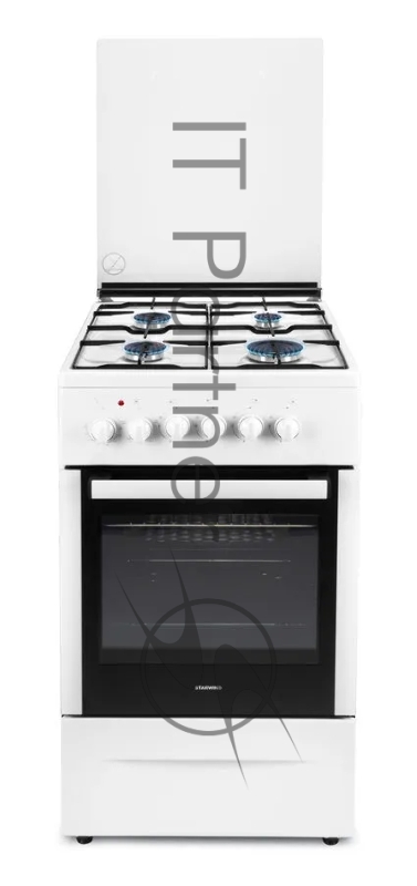 Плита Комбинированная Starwind KB303 белый (стеклянная крышка) реш.сталь