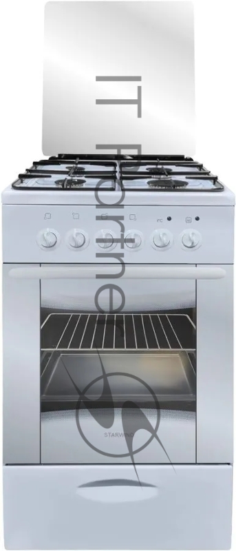Плита Комбинированная Starwind SRGE521 белый (стеклянная крышка) реш.сталь
