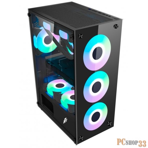 Корпус 1STPLAYER FIRE DANCING V7 / ATX, TG / 4x120mm LED fans inc. / V7-4F1