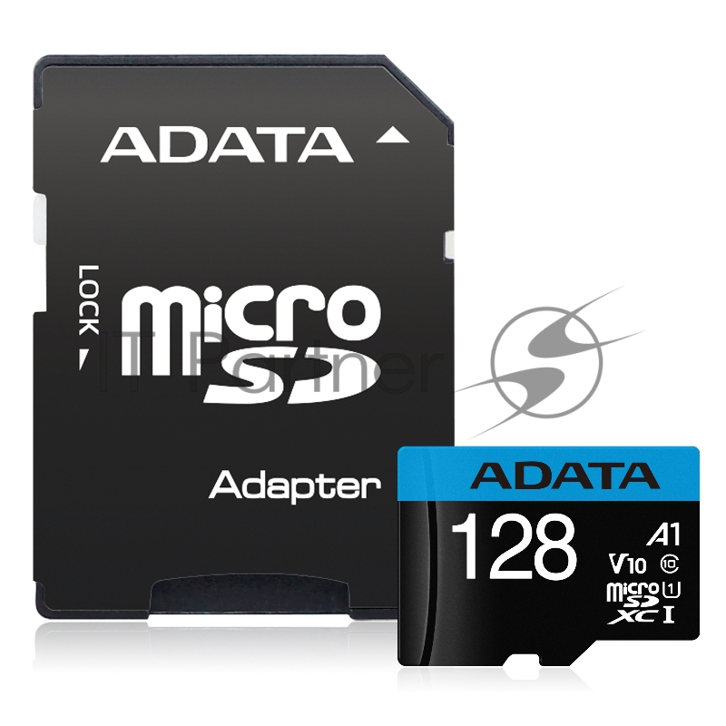 Флеш карта Micro SecureDigital 128Gb ADATA AUSDX128GUICL10A1-RA1 {MicroSDXC Class 10 UHS-I, SD adapter}