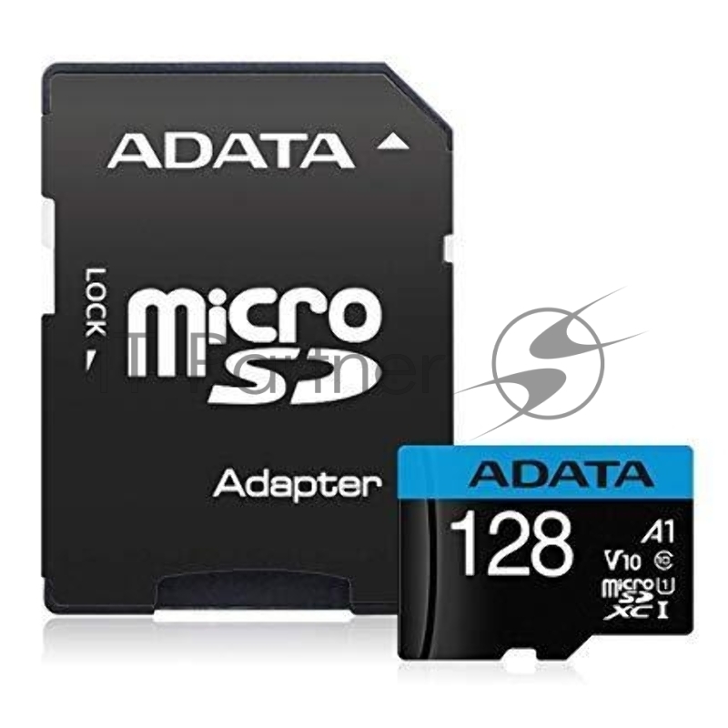 Флеш карта Micro SecureDigital 128Gb ADATA AUSDX128GUICL10A1-RA1 {MicroSDXC Class 10 UHS-I, SD adapter}