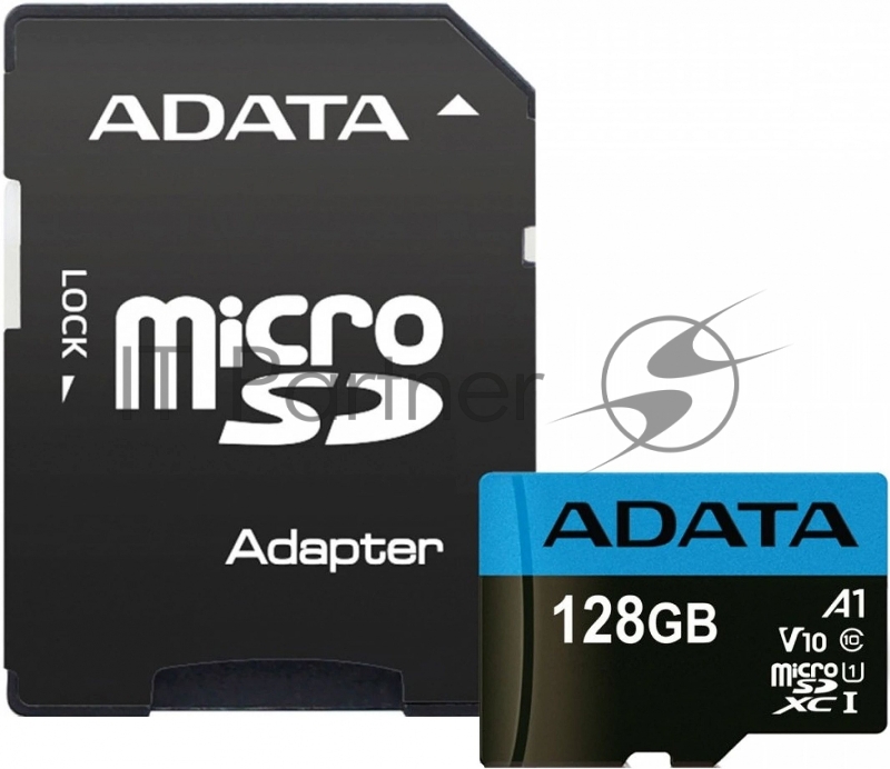 Флеш карта Micro SecureDigital 128Gb ADATA AUSDX128GUICL10A1-RA1 {MicroSDXC Class 10 UHS-I, SD adapter}