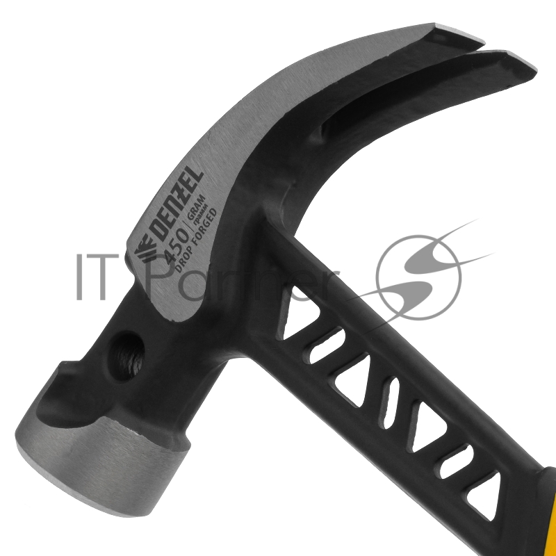 Молоток-гвоздодёр,450 г, цельнокованый,боек с магнитом, двухкомп. обрезин. рук-ка // Denzel