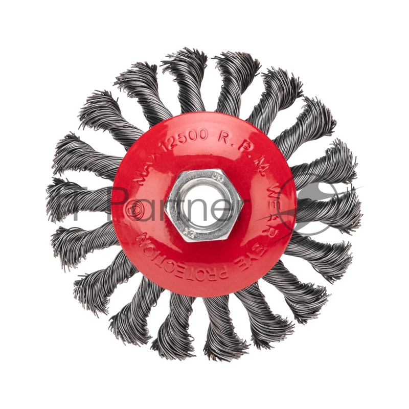 Щетка коническая для УШМ плетеные пучки стальной проволоки 100 М14 Kranz