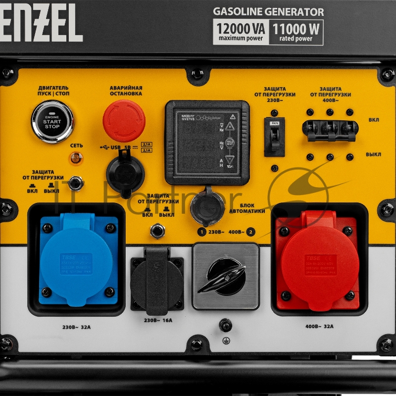 Генератор бензиновый PS-120EAD-3, 12 кВт,230/400 В, 40л, разъём ATS,перекл.режима,эл.старт// Denzel