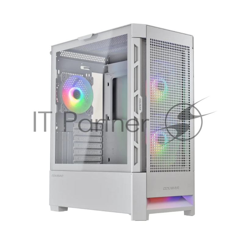 Корпус Cougar Airface RGB White, 2х140мм + 1x120mm ARGB Fan, ARGB Fan Hub, без БП, белый, ATX