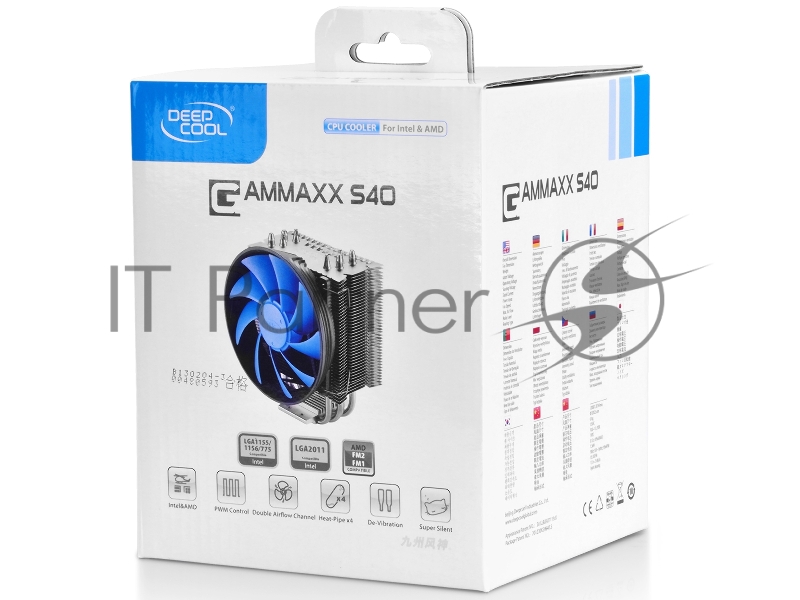 Кулер DeepCool GAMMAXX S40 Intel 2011/1366/1155/1156/1150775, AMD FM1/AM3/AM2+/AM2, TDP 130W