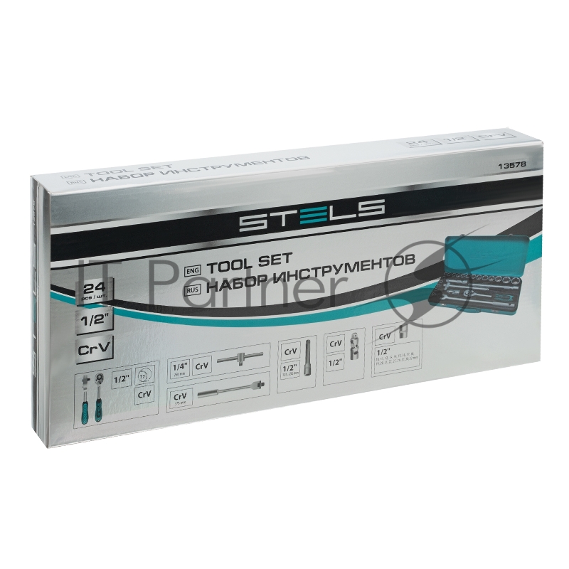 Набор торцевых головок с трещоткой 1/2, 24 предмета// Stels