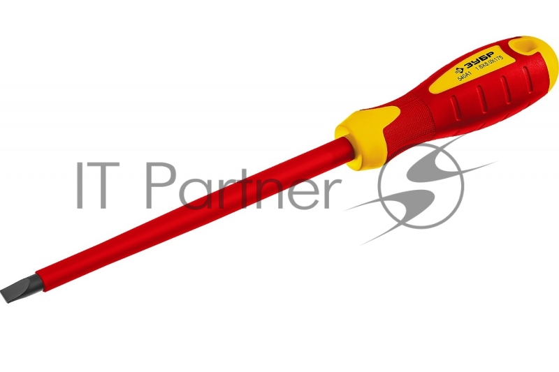Отвертка диэлектрическая до 1000В, ЗУБР Профессионал ПРОФИ ЭЛЕКТРИК 25261-8.0-175, Cr-V, трехкомпонент рукоятка, SL 8 x 175 мм