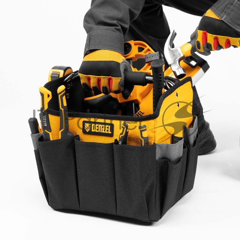 Переноска для инструмента, 260х240х300 мм, 22 кармана, наплечный ремень// Denzel