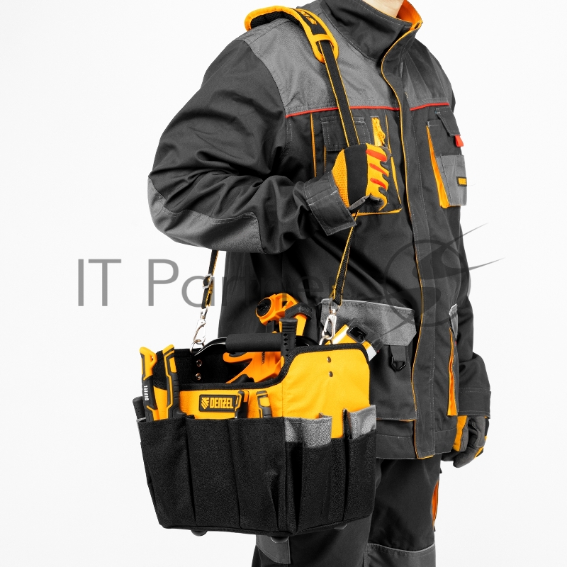 Переноска для инструмента, 260х240х300 мм, 22 кармана, наплечный ремень// Denzel