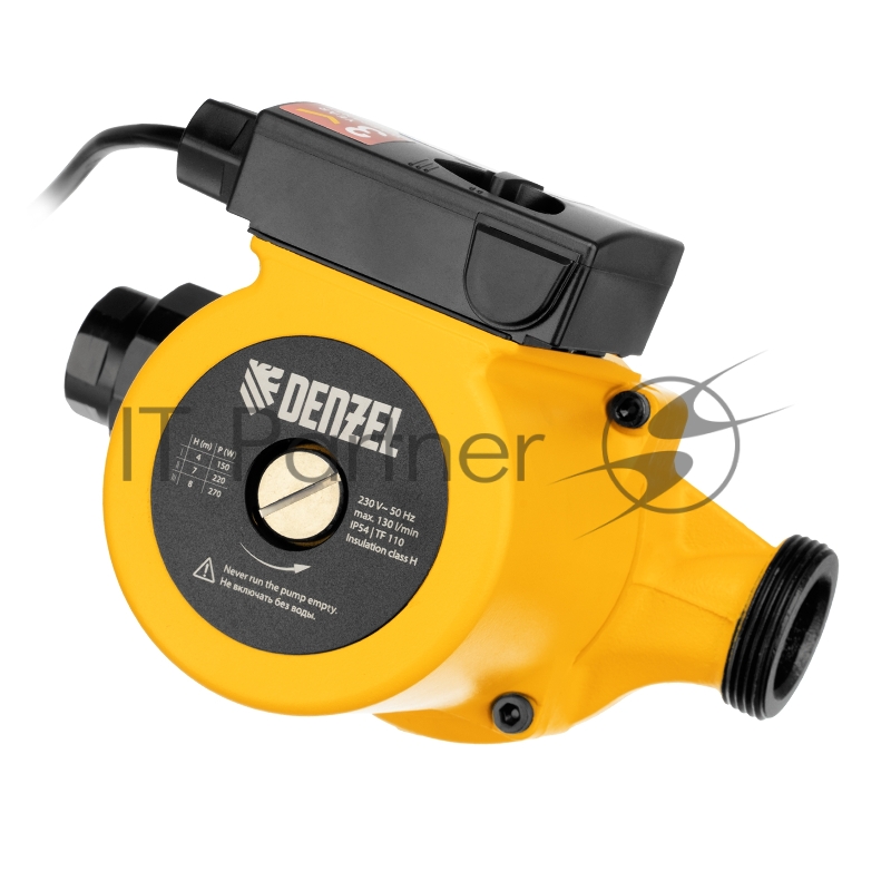 Циркуляционный насос CP25-8, напор 8 м, 130 л/мин, 1 м кабель, монт. длина 180 мм// Denzel