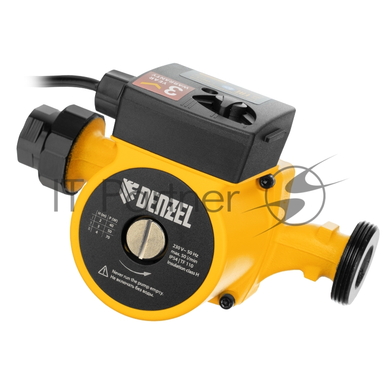 Циркуляционный насос CP25-4, напор 4 м, 50 л/мин, 1 м кабель, монт. длина 180 мм// Denzel