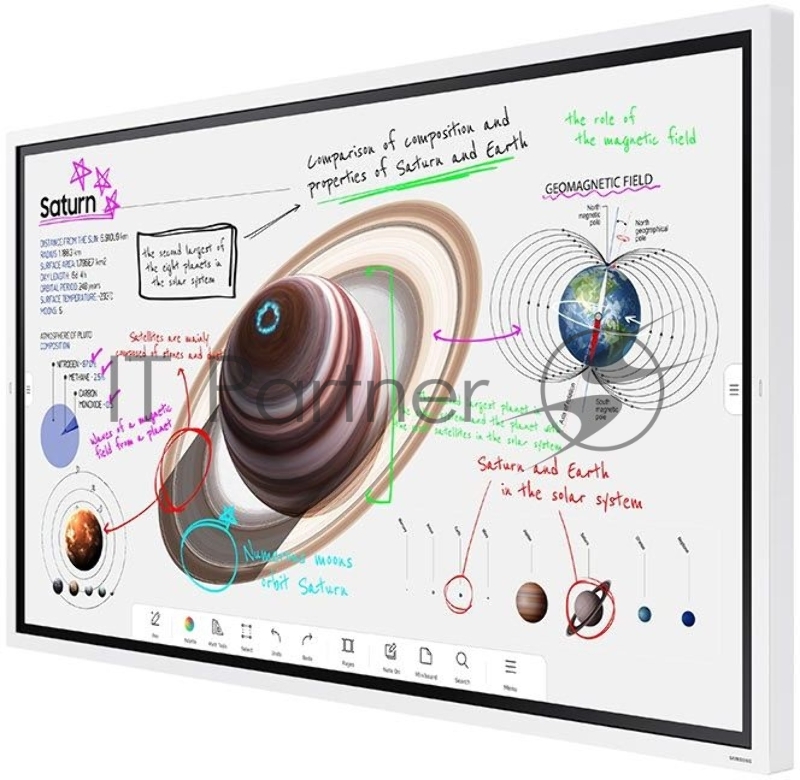 Панель Samsung 65 WM65B Flip Chart Pro белый E-LED BLU LED 8ms 16:9 HDMI матовая 4000:1 350cd 178гр/178гр 3840x2160 4K USB 40кг (RUS)