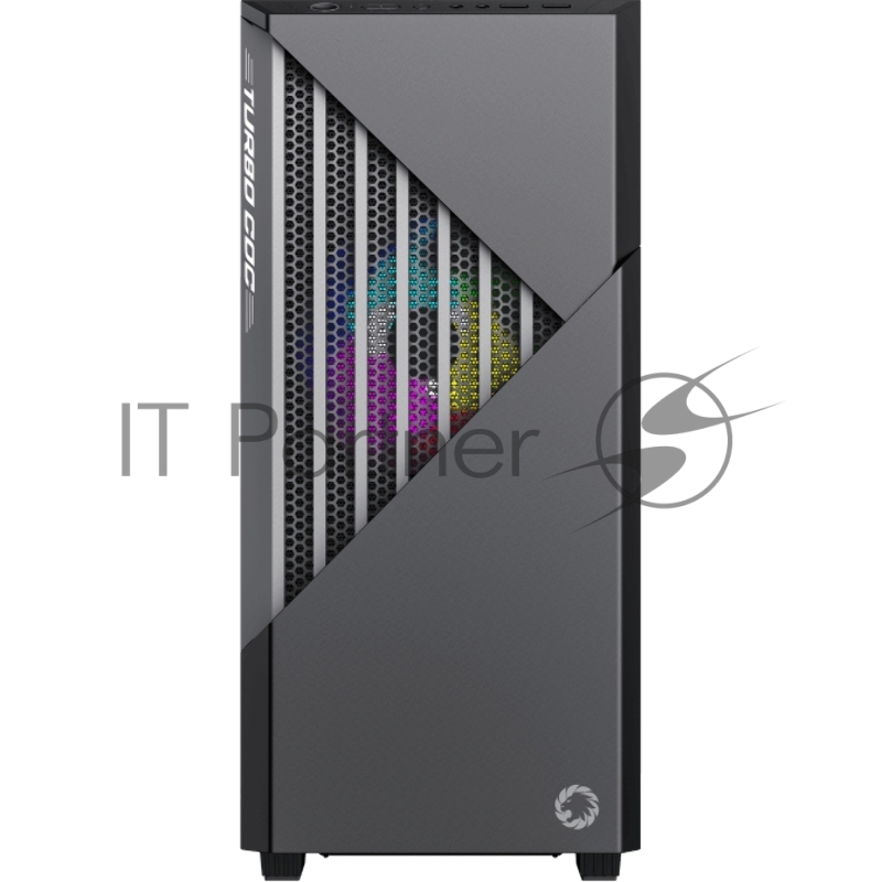 Компьютерный корпус, без блока питания ATX Gamemax Contac COC BG ATX case, black/grey, w/o PSU, w/2xUSB3.0, w/1x14cm ARGB front fan(GMX-FN14-Rainbow-C9), w/1x12cm ARGB rear fan(GMX-FN12-
