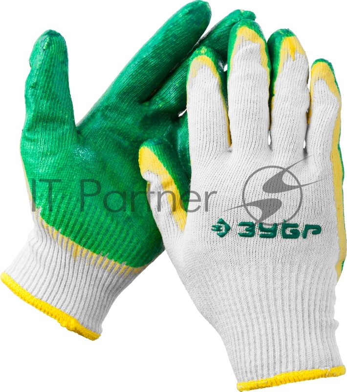 Перчатки ЗУБР МАСТЕР 11459-S { трикотажные, х/б, двойная обливная ладонь из латекса, S-M }