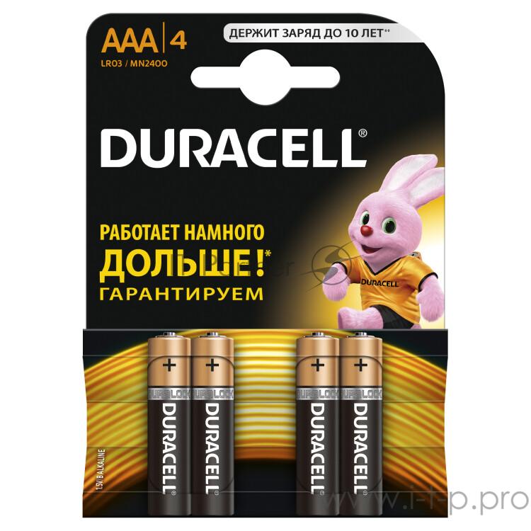 Батарейки DURACELL (ААА) LR03-4BL BASIC