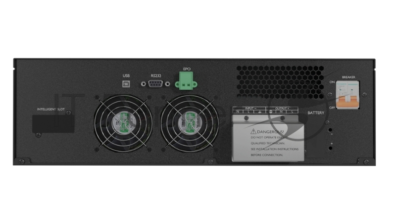 Источник бесперебойного питания/ ИБП Сайбер Электро ЭКСПЕРТ ПЛЮС-10000Р, онлайн, стойка/напольный 10000ВА/9000Вт., USB/RS-232/SNMP Slot/EPO/клеммная колодка (1), 3U, поставляется без аккумуляторных батарей, для работы необходим внешний батарейный мас