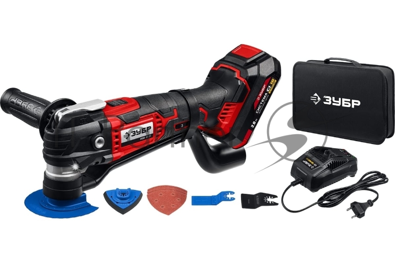 Реноватор, набор насадок, сумка, система АКБ С1-18 ЗУБР 18 В, 1 АКБ (2Ач)
