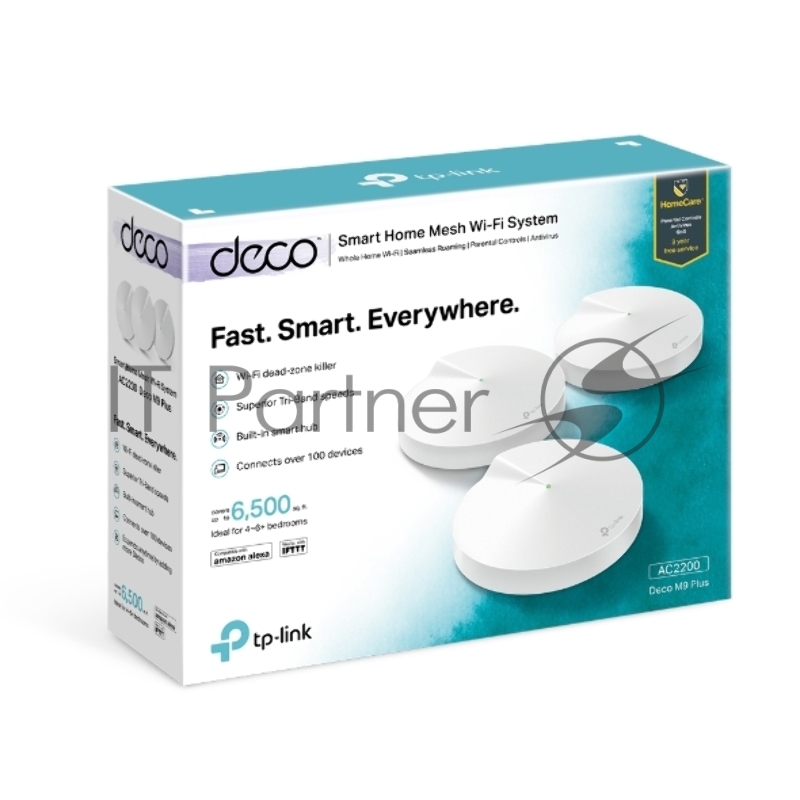 Роутер беспроводной TP-Link DECO M9 PLUS (DECO M9 PLUS(3-PACK)) AC2200 10/100/1000BASE-TX (упак.:3шт)