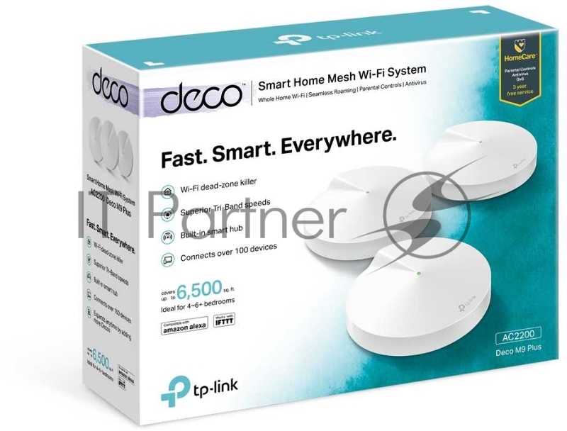 Роутер беспроводной TP-Link DECO M9 PLUS (DECO M9 PLUS(3-PACK)) AC2200 10/100/1000BASE-TX (упак.:3шт)