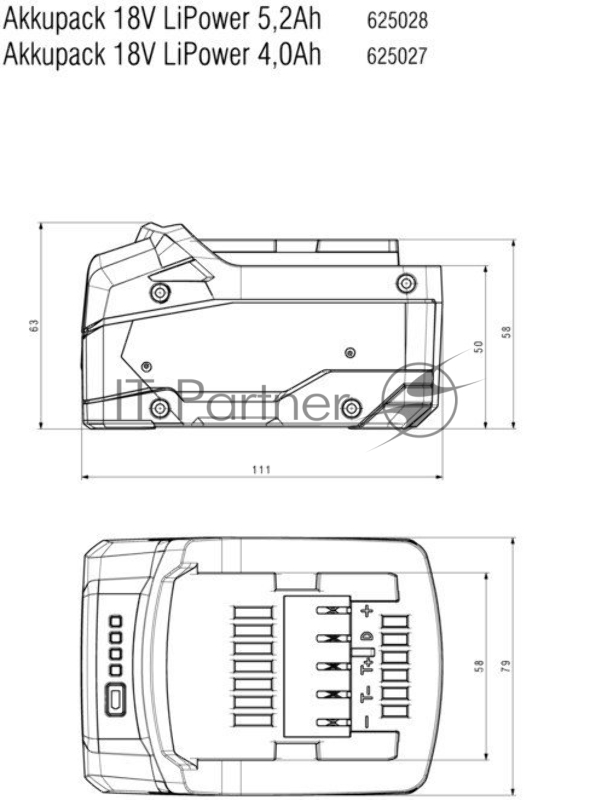 Батарея аккумуляторная Metabo 625028000 18В 5.2Ач Li-Ion