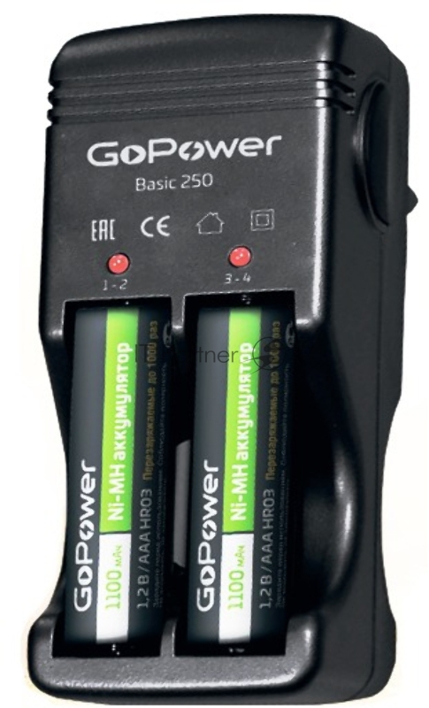 З/У для аккумуляторов GoPower Basic 250 Ni-MH/Ni-Cd 4 слота (1/20/40)