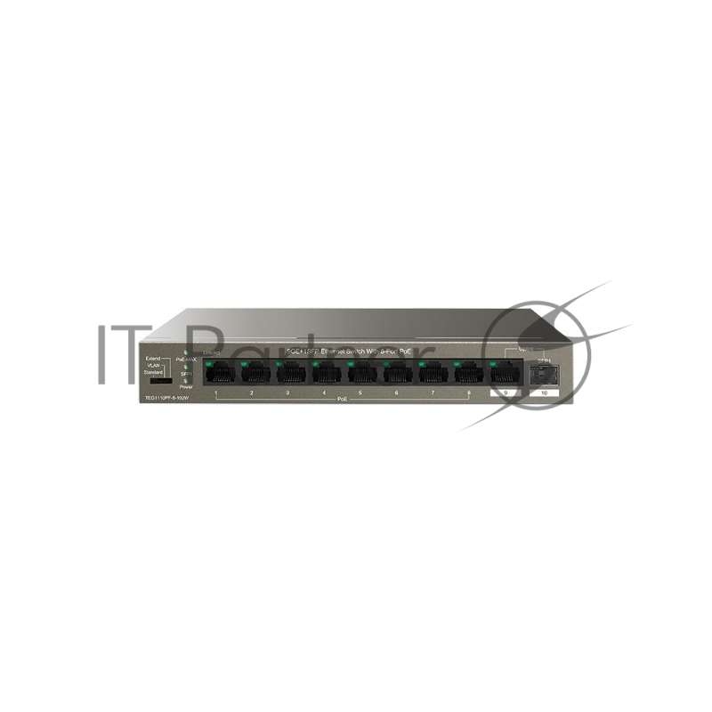 Неуправляемый Ethernet-коммутатор IP-COM G1110PF-8-102W 9GE+1SFP с 8 портами PoE