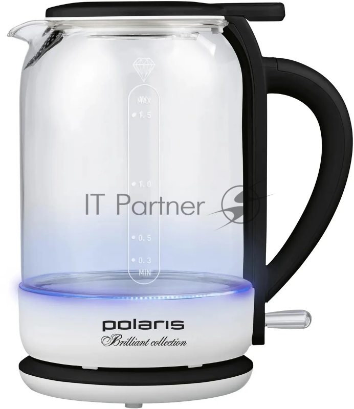 Чайник электрический Polaris PWK 1753CGL 1.7л. 1950Вт белый/черный (корпус: пластик/стекло)
