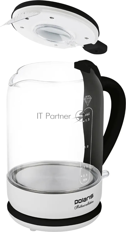 Чайник электрический Polaris PWK 1753CGL 1.7л. 1950Вт белый/черный (корпус: пластик/стекло)