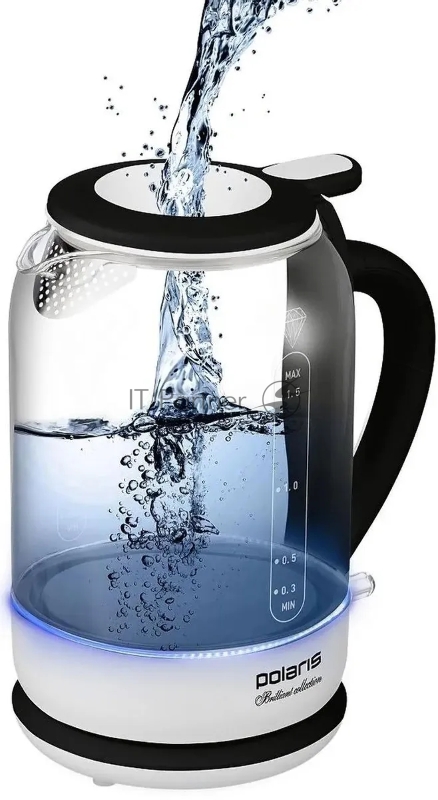 Чайник электрический Polaris PWK 1753CGL 1.7л. 1950Вт белый/черный (корпус: пластик/стекло)