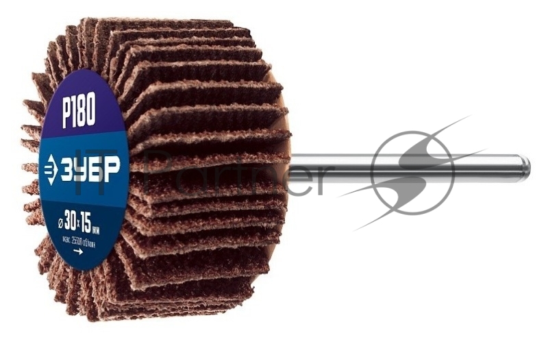 Круг шлифовальный лепестковый, на шпильке d 3.2 мм ЗУБР d 30x15 мм, P180